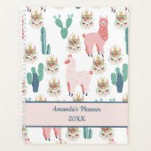 Schattigee Roze Llama's en Groene Cactus Planner (Voorkant)