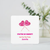 Schattigee Roze Lollipops Hart Valentijnsdag Groet Kaart (Staand voorkant)