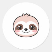 Schattigee Roze Luiaard Ronde Sticker (Voorkant)