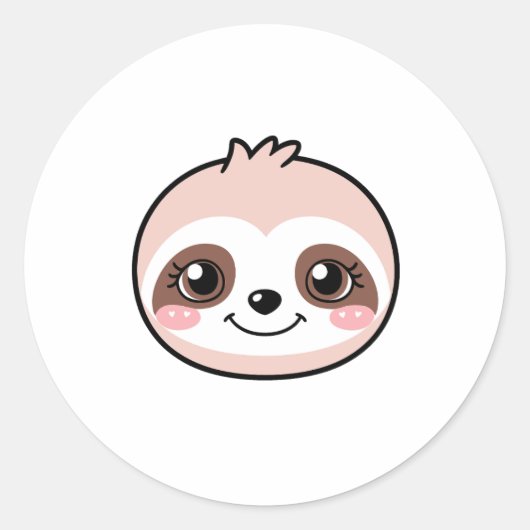 Schattigee Roze Luiaard Ronde Sticker (Voorkant)