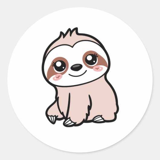Schattigee Roze Luiaard Ronde Sticker (Voorkant)