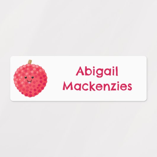 Schattigee roze lychee vruchten cartoon gepersonal labels (Design 2)