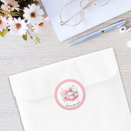 Schattigee roze macarons en harten gepersonaliseer ronde sticker