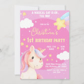 Schattigee roze magische moderne eenhoornster 1e v kaart (Voorkant)