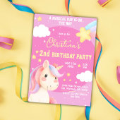 Schattigee roze magische moderne eenhoornster 2e v kaart