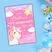 Schattigee roze magische moderne eenhoornster 9e v kaart