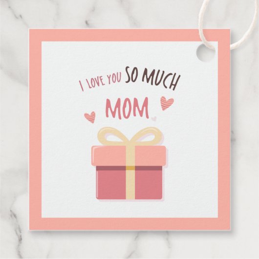 Schattigee Roze Mam vierkant Gift Label voor Moede (Achterkant)