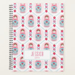 Schattigee Roze Matryoshka Nesting Doll Planner<br><div class="desc">Een schattig roze en blauw matryoshka patroon siert deze planner. Personaliseer het met jouw naam en datum. Leuk voor terug naar school of als cadeau. Ontworpen voor u door Blackberry Boulevard.</div>