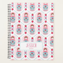 Schattigee Roze Matryoshka Nesting Doll Planner