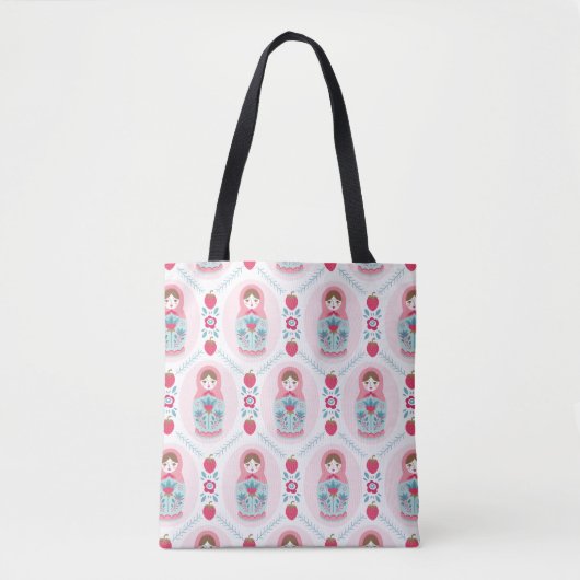 Schattigee Roze Matryoshka Nesting Doll Tote Bag (Voorkant)