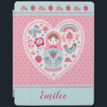 Schattigee Roze Matryoshka Russian Doll iPad Smart iPad Cover<br><div class="desc">Een schattige matryoshka russische nestpop siert deze ipad smart Hoesje. De matryoshka is in een hartvorm met vogels , vlinders en bloemen. Schattige voor terug naar school. Personaliseer het met jouw naam. Ontworpen voor u door Blackberry Boulevard.</div>