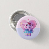 Schattigee Roze Meisje Olifant Ronde Button 3,2 Cm (Voorkant /achterkant)