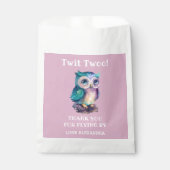 Schattigee Roze Meisje Uil Verjaardag Bedankt Bedankzakje (Voorkant)