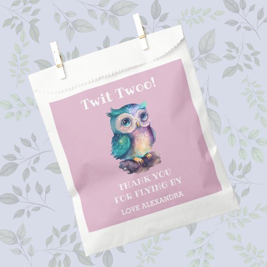 Schattigee Roze Meisje Uil Verjaardag Bedankt Bedankzakje