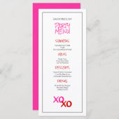 Schattigee Roze Meisjes Night Out Galentine's Day Menu (Voorkant / Achterkant)