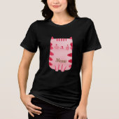 Schattigee Roze Miauw Cat Tri-Blend Shirt (Voorkant)