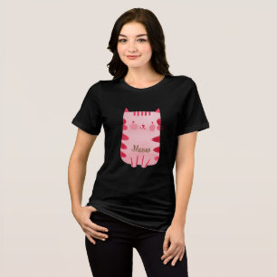 Schattigee Roze Miauw Cat Tri-Blend Shirt