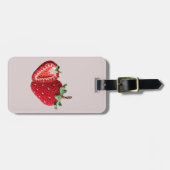 Schattigee Roze Minimal Granny Chic Haak Aardbei Bagagelabel (Voorkant horizontaal)