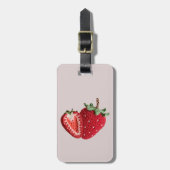 Schattigee Roze Minimal Granny Chic Haak Aardbei Bagagelabel (Voorkant verticaal)