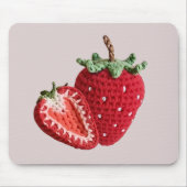 Schattigee Roze Minimal Granny Chic Haak Aardbei Muismat (Voorkant)