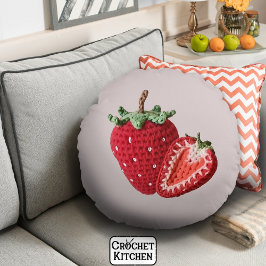 Schattigee Roze Minimal Granny Chic Haak Aardbei Rond Kussen