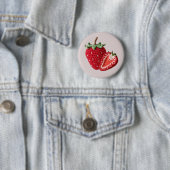 Schattigee Roze Minimal Granny Chic Haak Aardbei Ronde Button 5,7 Cm (In situ)