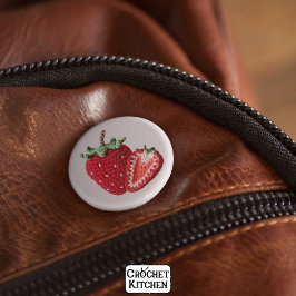 Schattigee Roze Minimal Granny Chic Haak Aardbei Ronde Button 5,7 Cm