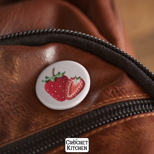 Schattigee Roze Minimal Granny Chic Haak Aardbei Ronde Button 5,7 Cm