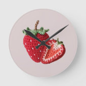 Schattigee Roze Minimal Granny Chic Haak Aardbei Ronde Klok (Voorkant)