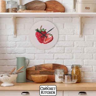 Schattigee Roze Minimal Granny Chic Haak Aardbei Ronde Klok