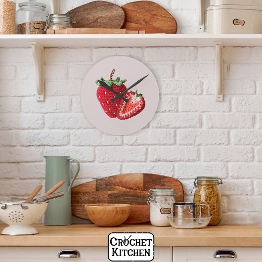 Schattigee Roze Minimal Granny Chic Haak Aardbei Ronde Klok