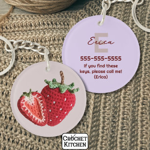 Schattigee Roze Minimal Granny Chic Haak Aardbei Sleutelhanger