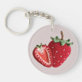 Schattigee Roze Minimal Granny Chic Haak Aardbei Sleutelhanger (Voorkant)