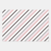 Schattigee Roze Mint Groen en Grijs Gestreepte Pat Inpakpapier Vel (Voorkant 3)