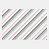 Schattigee Roze Mint Groen en Grijs Gestreepte Pat Inpakpapier Vel (Voorkant)