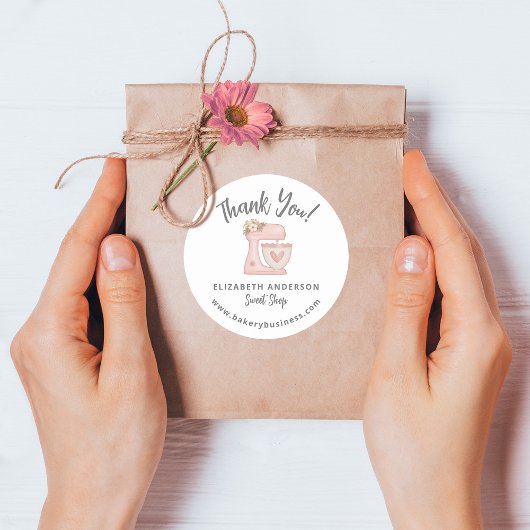 Schattigee Roze Mixer Bakkerij Business Dank u Sti Ronde Sticker