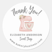 Schattigee Roze Mixer Bakkerij Business Dank u Sti Ronde Sticker (Voorkant)