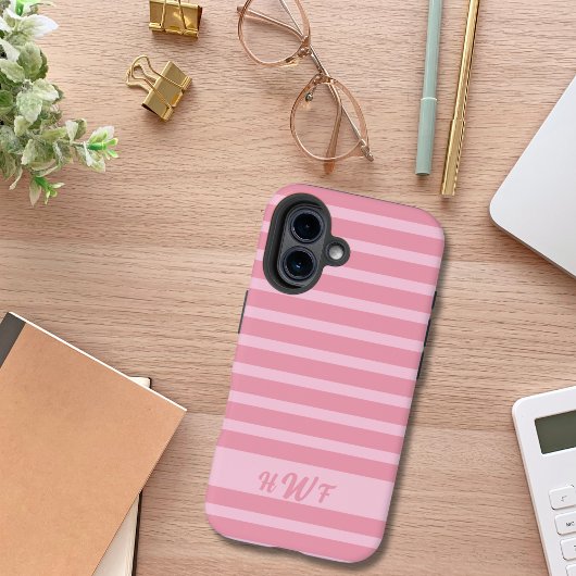 Schattigee Roze Monochromatische Custom Gestreept Case-Mate iPhone Case