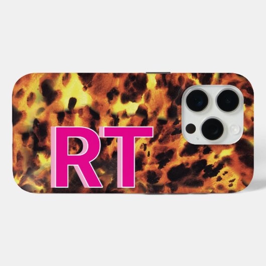 Schattigee Roze Monogrammed Tortoiseshell Case-Mate iPhone Case (Achterkant (horizontaal))