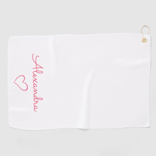 Schattigee Roze Naam Douane Golfhanddoek (Horizontaal)