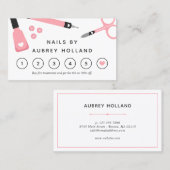 Schattigee Roze Nail Artist Tools Loyalty Kaart Visitekaartje (Voorkant / Achterkant)