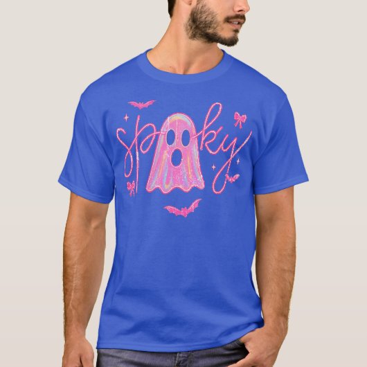 Schattigee Roze Neon Spooky Ghost T-shirt (Voorkant)