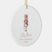 Schattigee Roze Notenkraker Baby's Eerste Kerst Keramisch Ornament (Rechts)