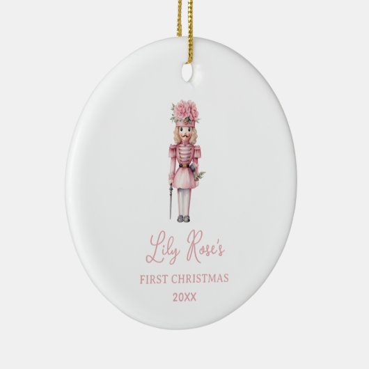 Schattigee Roze Notenkraker Baby's Eerste Kerst Keramisch Ornament (Rechts)
