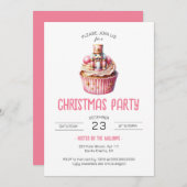 Schattigee Roze Notenkraker Cupcake Kerstfeest Kaart (Voorkant / Achterkant)