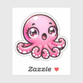 Schattigee Roze Octopus Custom-Cut Vinyl Stickers (Vel)