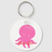Schattigee roze octopus gepersonaliseerde naam sleutelhanger (Achterkant)