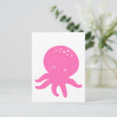 Schattigee roze octopus oude print briefkaart (Staand voorkant)
