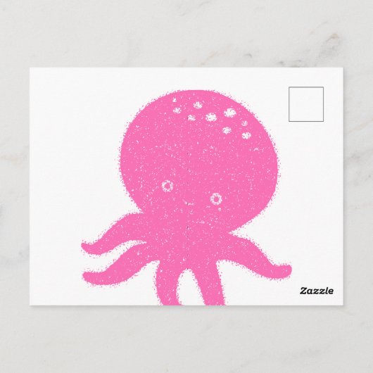 Schattigee roze octopus oude print briefkaart (Achterkant)