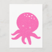 Schattigee roze octopus oude print briefkaart (Voorkant)